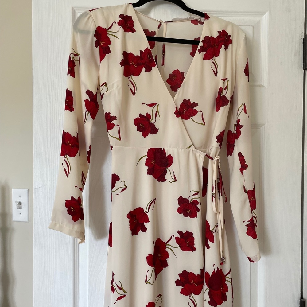 Nordstrom Rose/floral long sleeve wrap dress